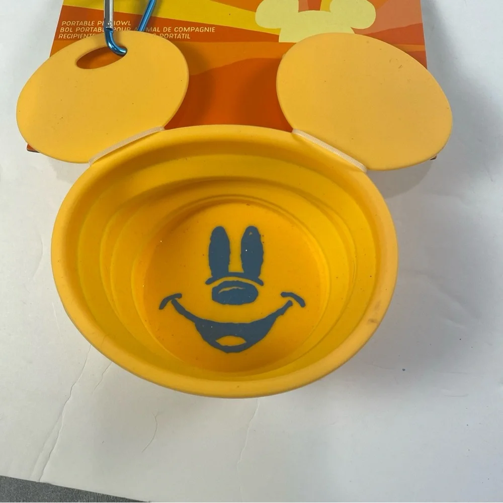 Mickey Mouse Collapsable Portable Pet Bowl with Carabiner